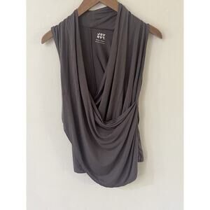 Joy Lab Sleeveless Draped Blouse Gray Medium Casual Athleisure Shirt Top